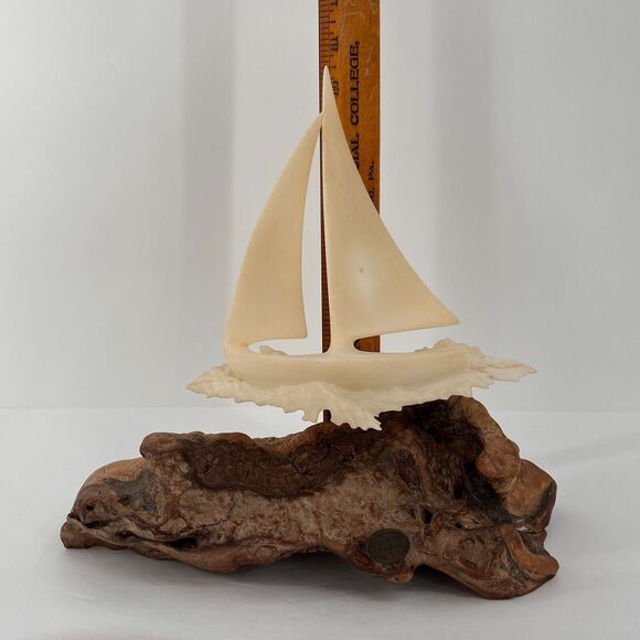 John Perry Sailboat Pullucida Burlwood Vintage MCM Signed - Picture 12 of 13